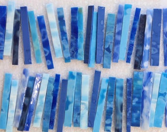 Blue Mix: Four Inch-Stained Glass Strips, Mosaics Supplies, One Pound, (B32-bm7)
