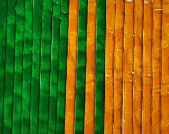 Green / Amber:  Stained Glass Strips, Mosaic Supply, One Pound, (B16-aga)