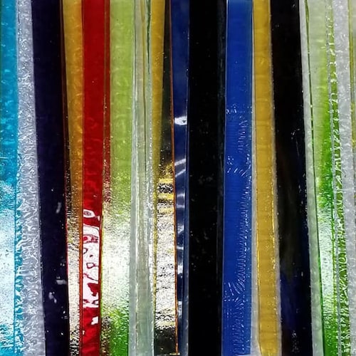 GREEN Mixed Strips of Glass ONE Pound for Stained Glass Etsy