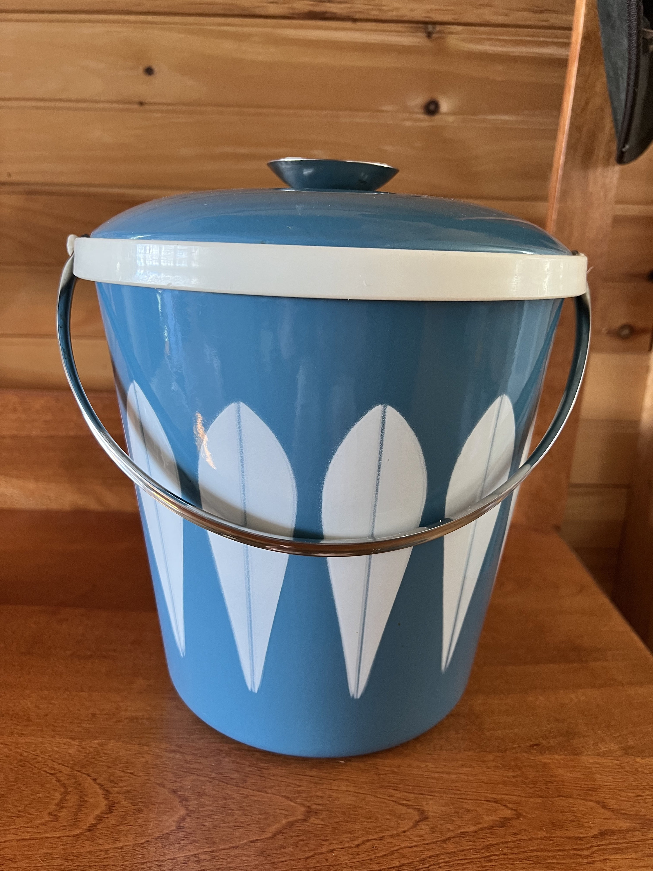 Vintage CATHRINEHOLM Norway Mid-Century Turquoise Blue Lotus Ice Bucket