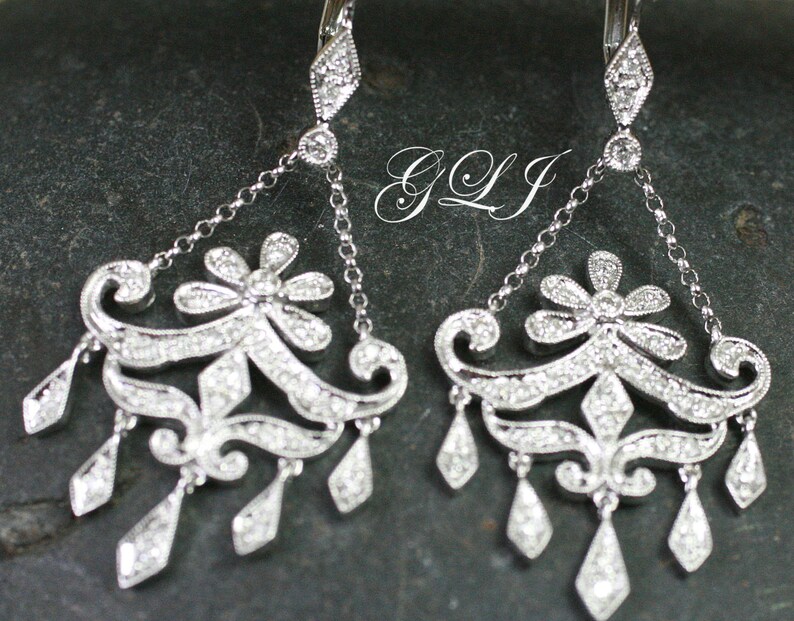 Vintage Las 14kt White Gold Chandelier Style Earrings With - Chandelier Style Earrings Vintage Las 14kt White Gold Chandelier Style Earrings With - Chandelier Style Earrings