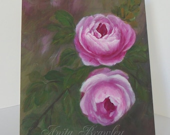Rose Hand-painted Floral Painting ~ Shipping Included