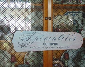 Up-cycled Fan Blade Sign ~ French Script Shabby Chic – shipping included