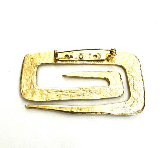Large Modernist Gold Tone Brooch Polished Gold To… - image 9