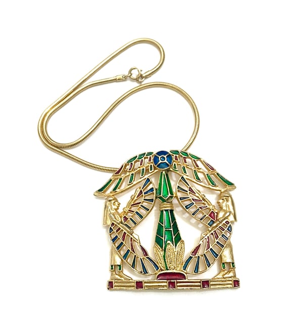 Rare Polcini Egyptian Revival Pendant Necklace Je… - image 2
