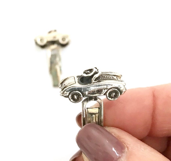 Sterling Silver Sports Car Cuff Links Novelty Cuf… - image 5