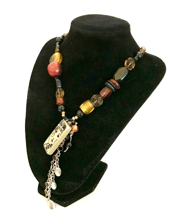 Artisan Made Domino and Bead Necklace, Artisan Ma… - image 4