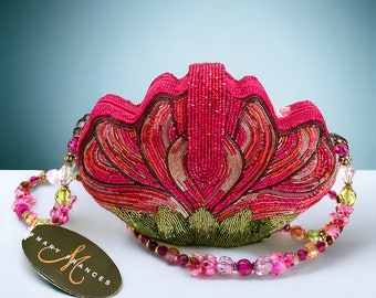 NOS Mary Frances Lotus Blossom Handbag Vibrant Beading Retired Design Handmade Art to Wear Intricate Beading Gift for Her