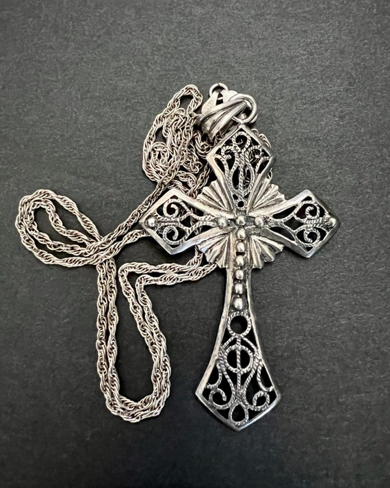Sterling Silver Cross Pendant Necklace sterling S… - image 8