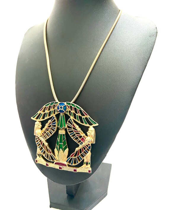 Rare Polcini Egyptian Revival Pendant Necklace Je… - image 6