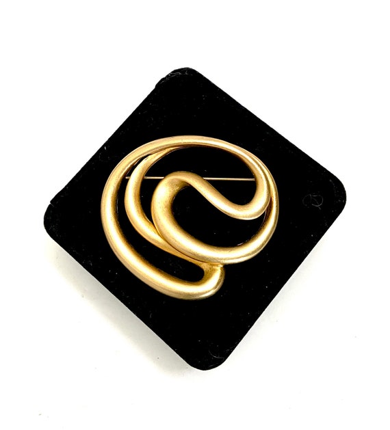Large Matte Gold Freeform Brooch Abstract Gold To… - image 2