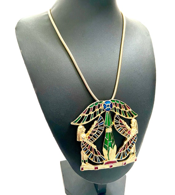 Rare Polcini Egyptian Revival Pendant Necklace Je… - image 8