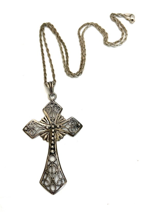 Sterling Silver Cross Pendant Necklace sterling S… - image 3