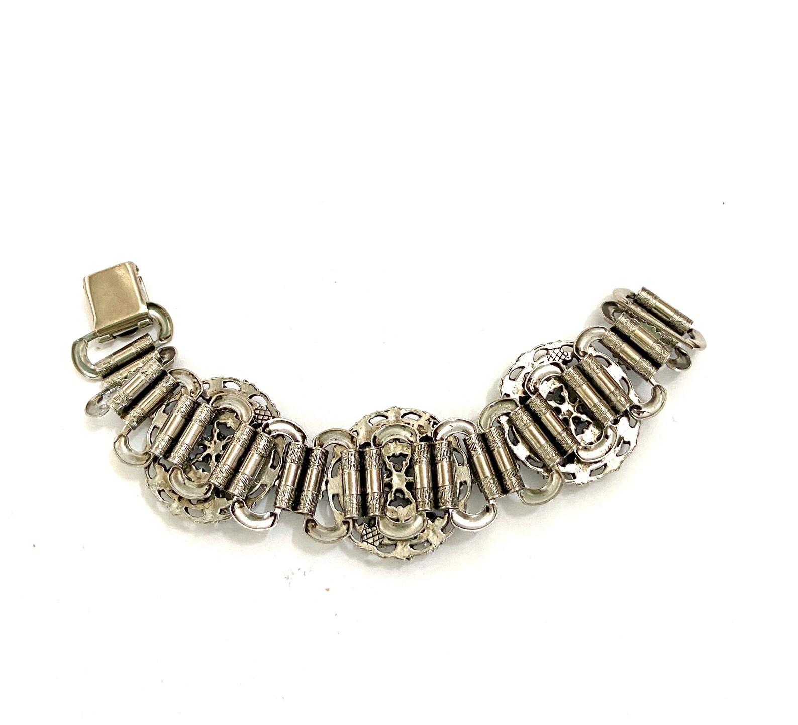 Red Glass Rhinestone Link Bracelet Deep Red Stones Etsy UK