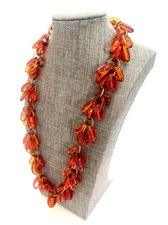 Hattie Carnegie Long Lucite Necklace Deep Amber C… - image 8