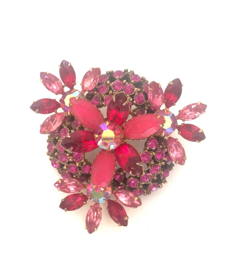 Beautiful Fuchsia /& Rose Rhinestone Fold-Over Cuff Bracelet