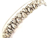 Kramer of NY Clear Rhinestone Bracelet,Tear Drop and Round Cut Crystals, Wedding Jewelry, Vintage Bridal, Special Occasion