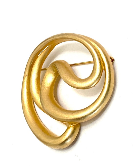 Large Matte Gold Freeform Brooch Abstract Gold To… - image 7