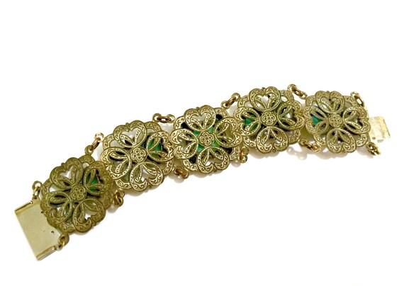 Neiger Art Deco Chinoiserie Bracelet Jade Molded … - image 10