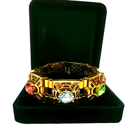 Multi-Color Wide Link Bracelet Large Beautiful Pa… - image 9