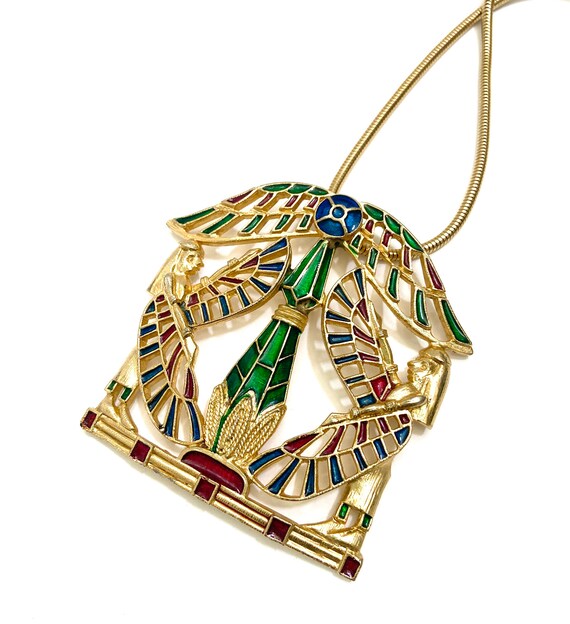 Rare Polcini Egyptian Revival Pendant Necklace Je… - image 7