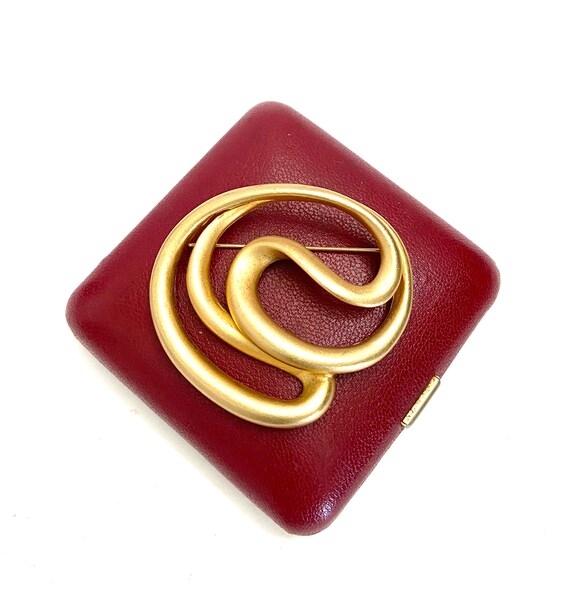 Large Matte Gold Freeform Brooch Abstract Gold To… - image 6