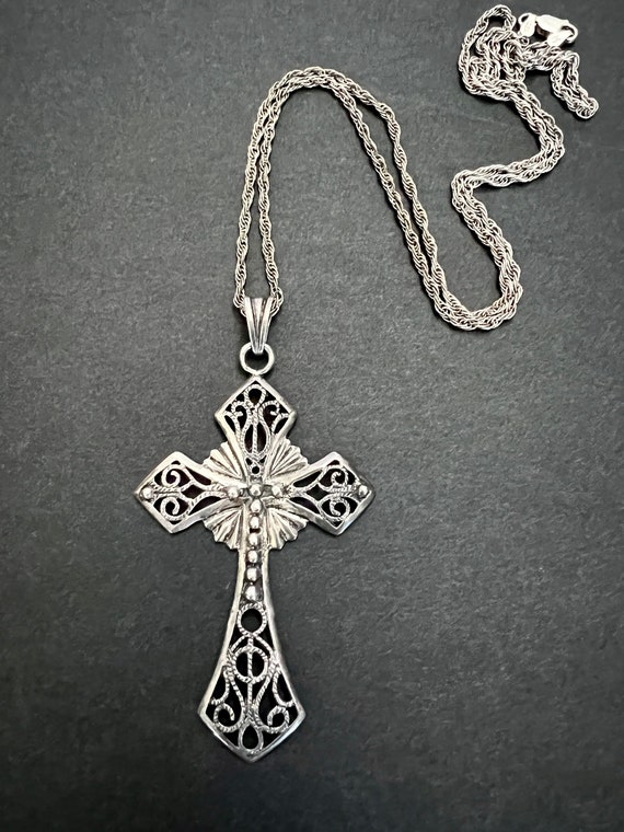 Sterling Silver Cross Pendant Necklace sterling S… - image 4