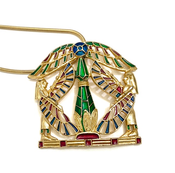 Rare Polcini Egyptian Revival Pendant Necklace Je… - image 4