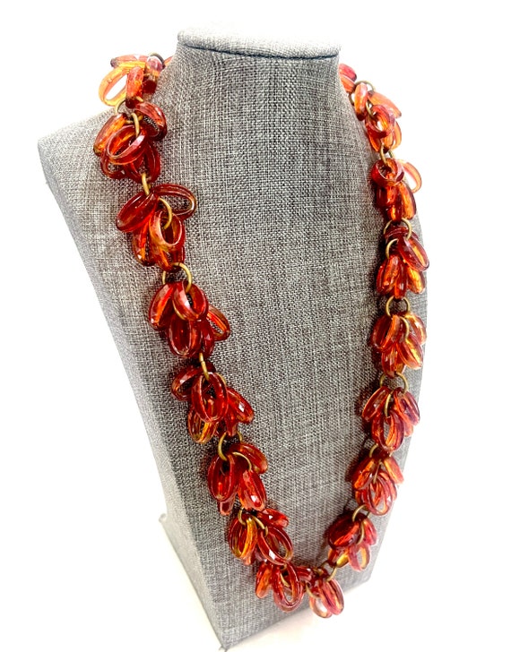 Hattie Carnegie Long Lucite Necklace Deep Amber C… - image 6