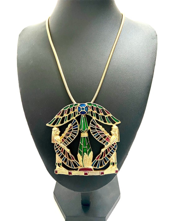 Rare Polcini Egyptian Revival Pendant Necklace Je… - image 1