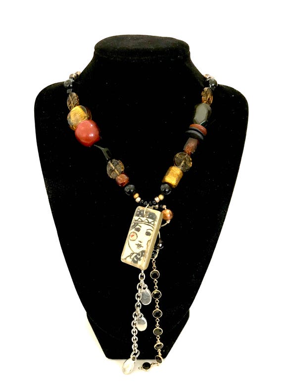 Artisan Made Domino and Bead Necklace, Artisan Ma… - image 2