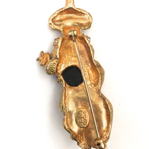 Rare Hobe' Figural Brooch, Traveling Minstrel Brooch, Gold Tone Pave Ice, Black Art Glass, shops Textured Gold Tone Metal, Vintage Designer Signed