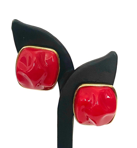 Alexis Kirk Red Statement Earrings Lipstick Red Ha
