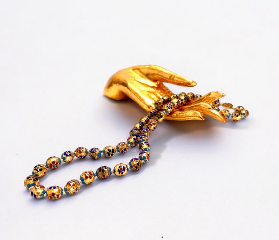 Chinese Vintage Cloisonné Beaded Necklace Multi-C… - image 2