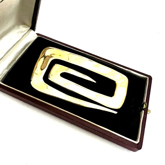 Large Modernist Gold Tone Brooch Polished Gold To… - image 4