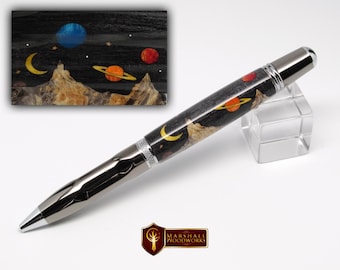 Hand Crafted Space Scene Wood Fisher Space Pen