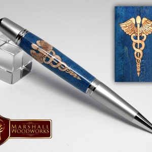 Hand Crafted Pharmacy Symbol Wood Pen 