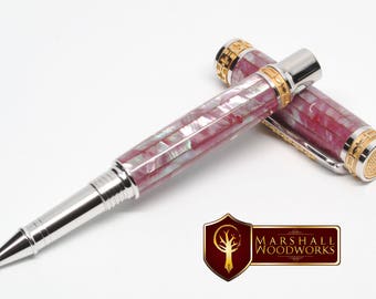 Hand Made Pen - Abalone Shell - Fine Pen - Quality Pen - Gift for Her - Gift for wife - Executive Gift - Desk pen - Hand carved, Custom Pen