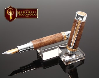 Handcrafted Fountain Pen with Black Ash Burl