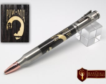 Bolt Action Wood Pen POW/MIA Inlay