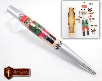 Christmas Pen Wood Nutcracker Inlay