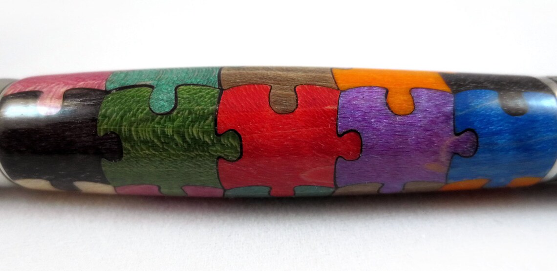 Handmade Jigsaw Puzzle Wood Pen Etsy
