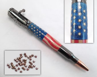 Wood Pen - Bullet Pen - Hand made Pen - USA Flag - custom Pen - Military gift - Patriotic gift - Gift for Him