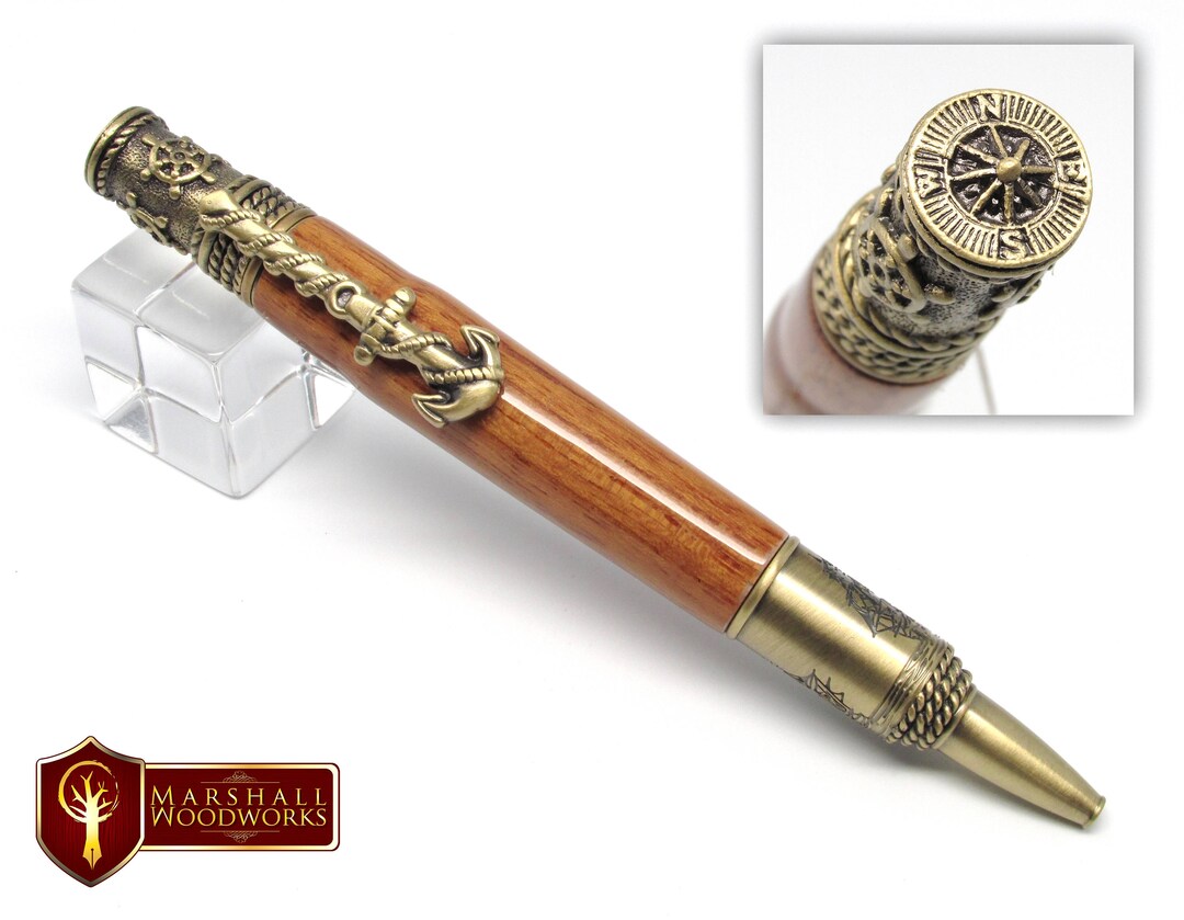 Handmade Teak Nautical Pen – Engraved Tall Ship, Boater Gift - Etsy