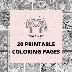 Zentangle Animal Mandala Coloring Pages, Adult Coloring Book , Coloring Book for Adults, Mandala