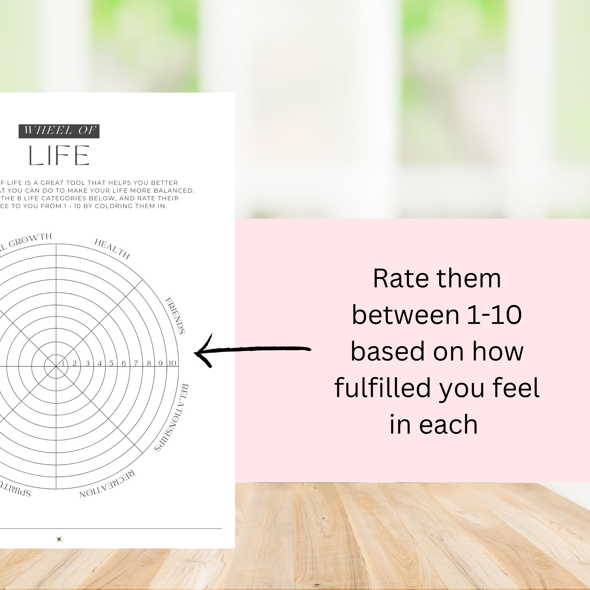 Wheel of Life Worksheet Template, Wheel of Life Printable Planner ...