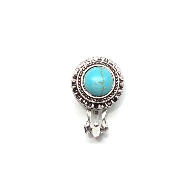 Clit Clip Fake VCH Piercing Clip On Clit Jewelry Faux Turquoise Medallion Stud Button Hugger Clit Stimulation Under The Hoode