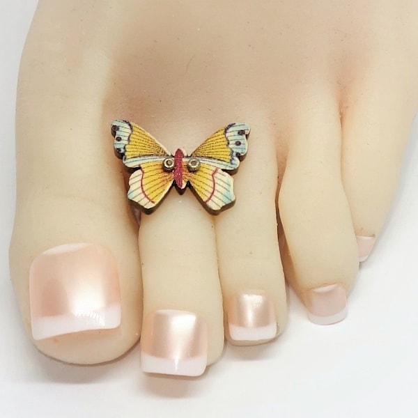 Toe Ring Butterfly Summer Sands Butterfly Toe Charm Toering Bare Foot Ring Sandal Jewelry Barefoot Jewelry Barefoot Ring Under The Hoode