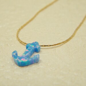 Anchor blue opal gold filled necklace image 3