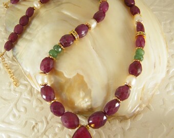 Ruby perle pietre preziose perline donne collana